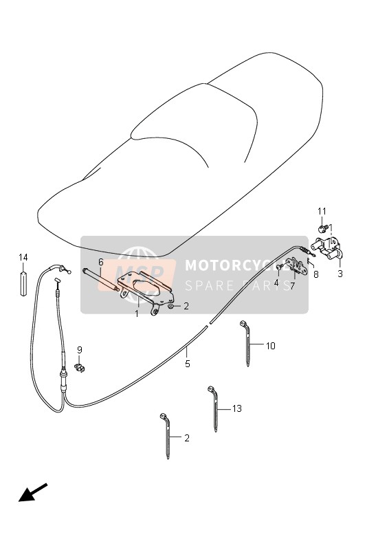 Suzuki AN400(Z) BURGMAN 2007 Support de support de siège pour un 2007 Suzuki AN400(Z) BURGMAN